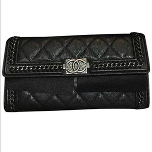 **SOLD**Chanel calfskin quilted boy chain wallet